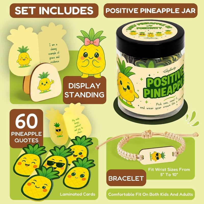 STOFINITY Positive Pineapple Gifts For Women - Jar Of Daily Affirmation Cards For Men, Unique Inspirational Gifts For Women Coworkers, Cute Motivational Teenage Girl Gift For Birthday, Christmas - Image 2